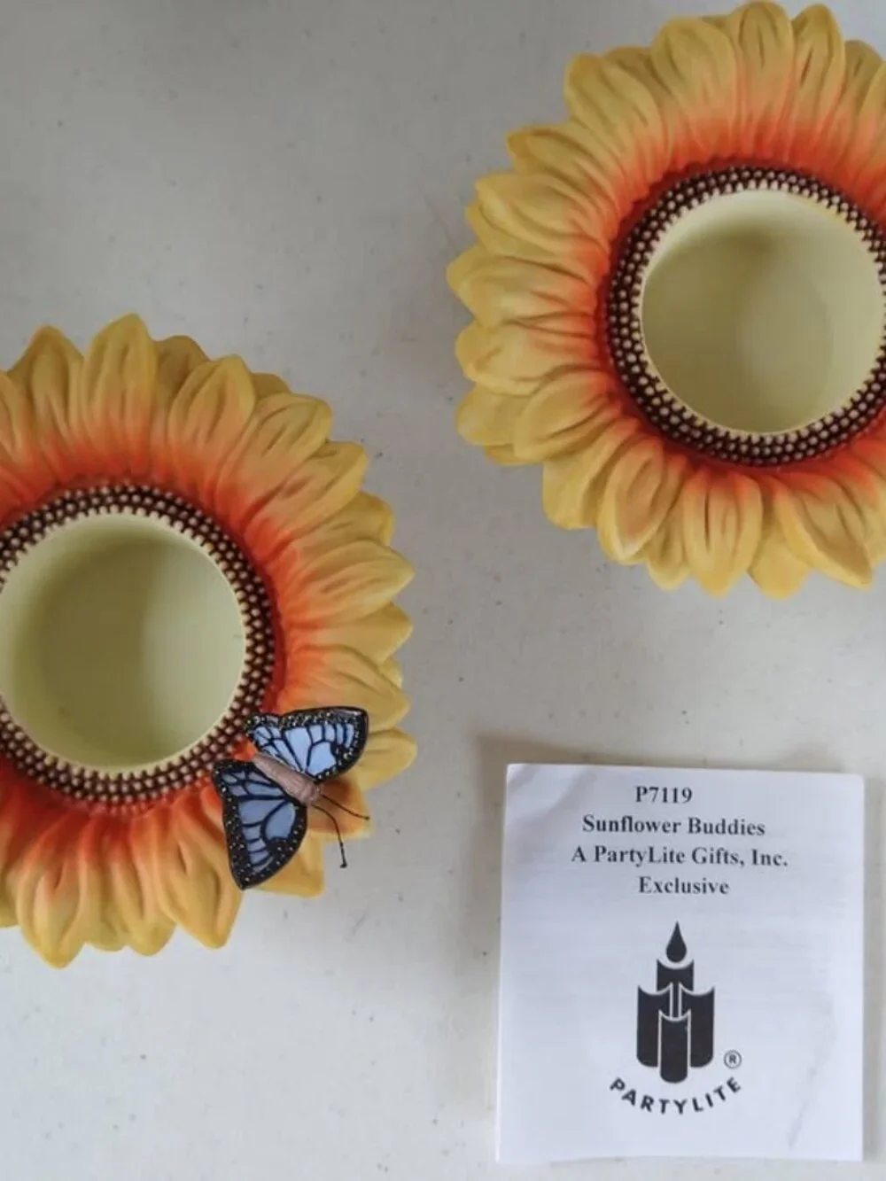 NWT PartyLite Sunflower Buddies Candle Holders - Set of 2 - Picture 2 of 6